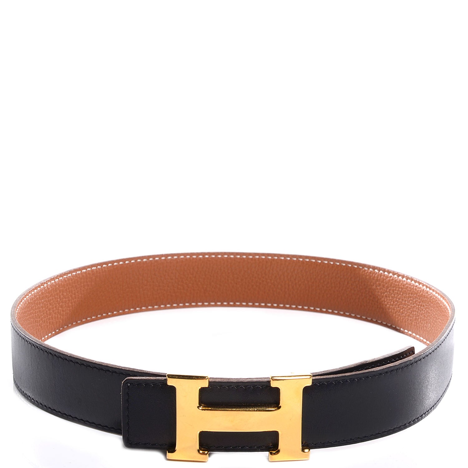 Hermes Box Togo Reversible Polished Constance 32mm H Belt 65 Noir Gold 1 of 5