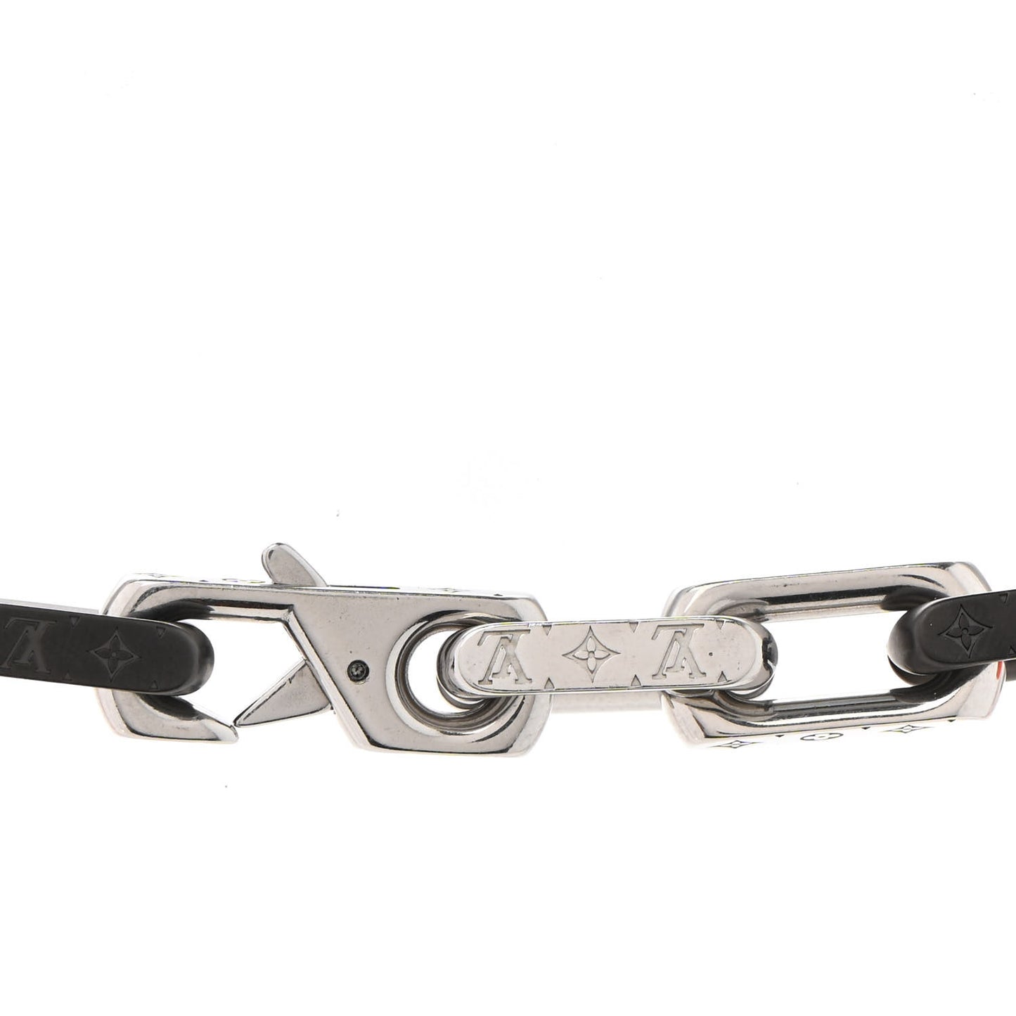 Metal Plexiglass Monogram Chain Necklace Black