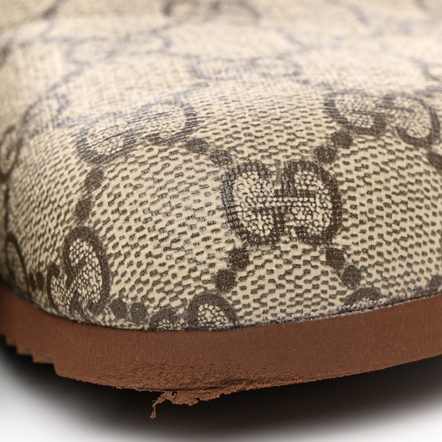 GG Supreme Monogram Miro Soft Calfskin Womens Horsebit Slippers 37 Beige Ebony New Acero