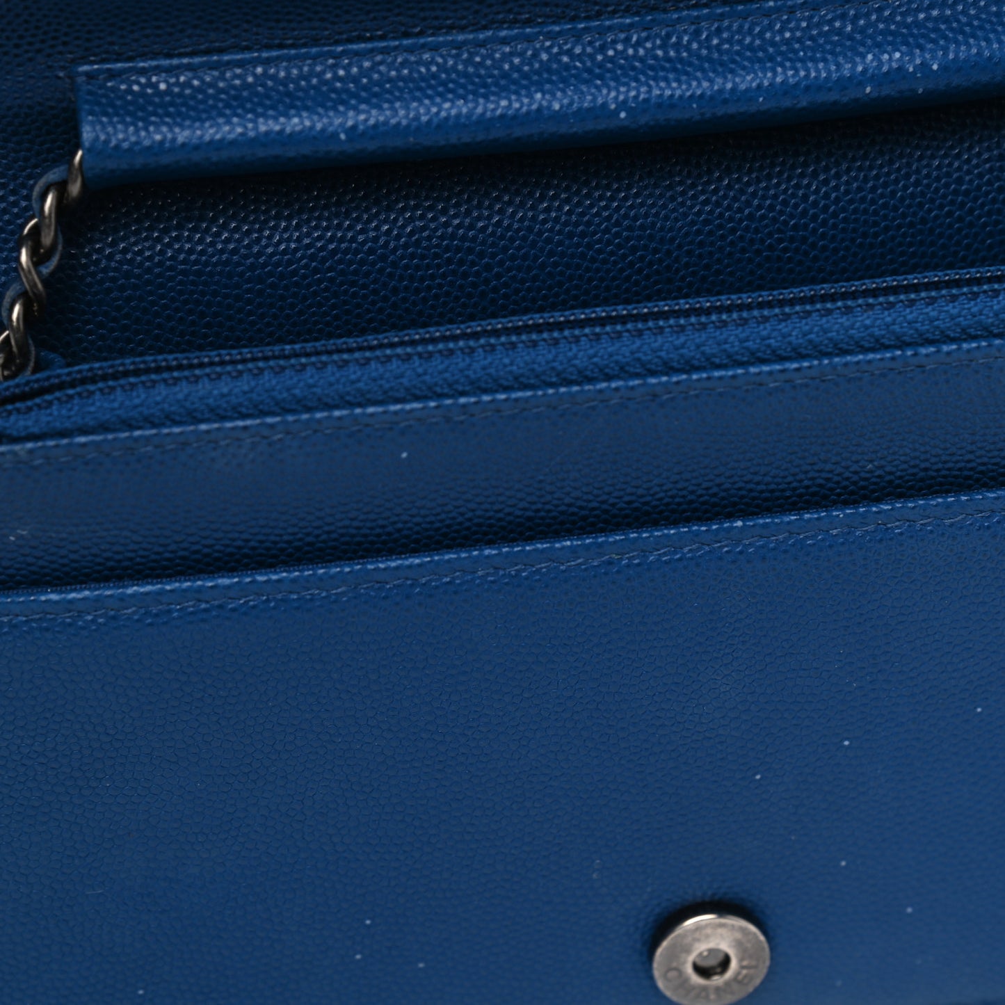 Caviar Quilted Boy Wallet On Chain WOC Blue