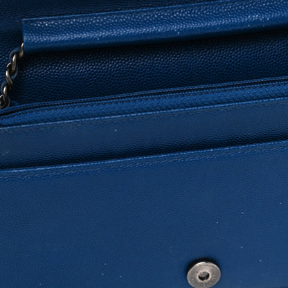 Chanel Caviar Quilted Boy Wallet On Chain WOC Blue 7 of 13