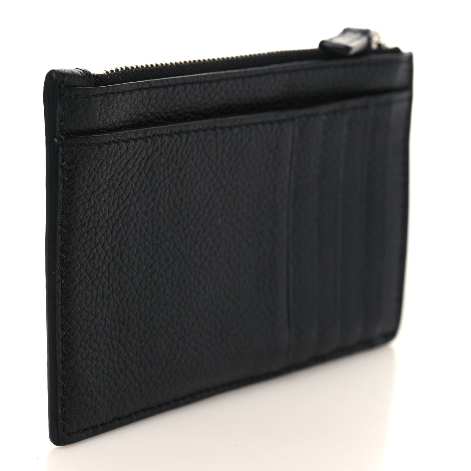 Balenciaga Grained Calfskin Logo Zip Card Holder Black 3 of 6
