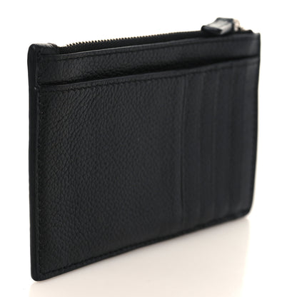 Balenciaga Grained Calfskin Logo Zip Card Holder Black 3 of 6