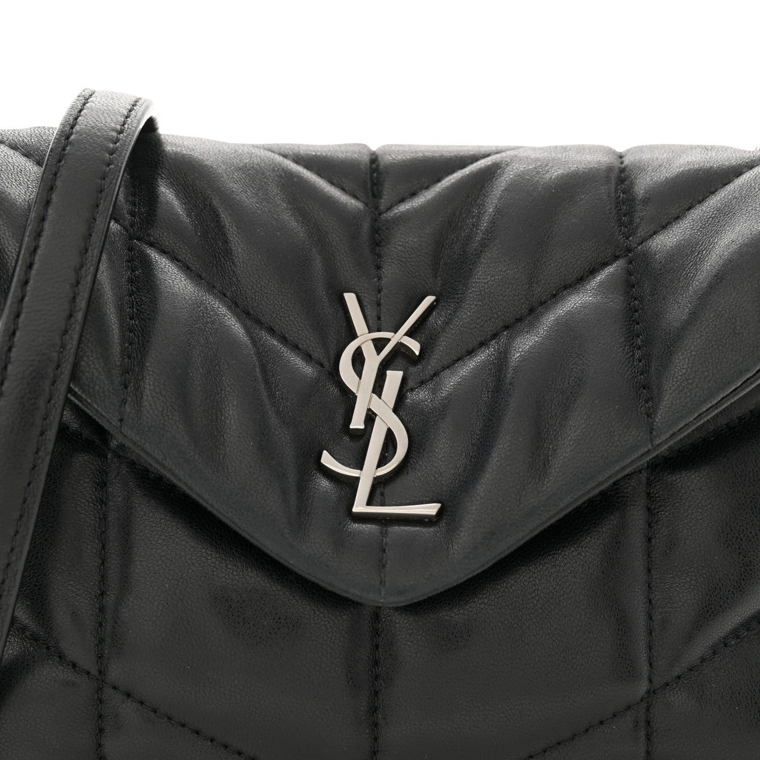 Saint Laurent Lambskin Quilted Toy Loulou Puffer Monogram Chain Satchel Black 8 of 10