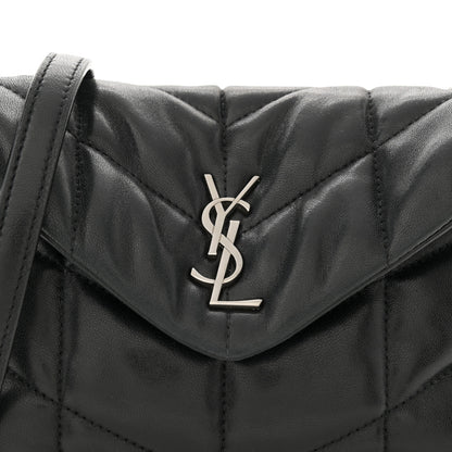 Saint Laurent Lambskin Quilted Toy Loulou Puffer Monogram Chain Satchel Black 8 of 10