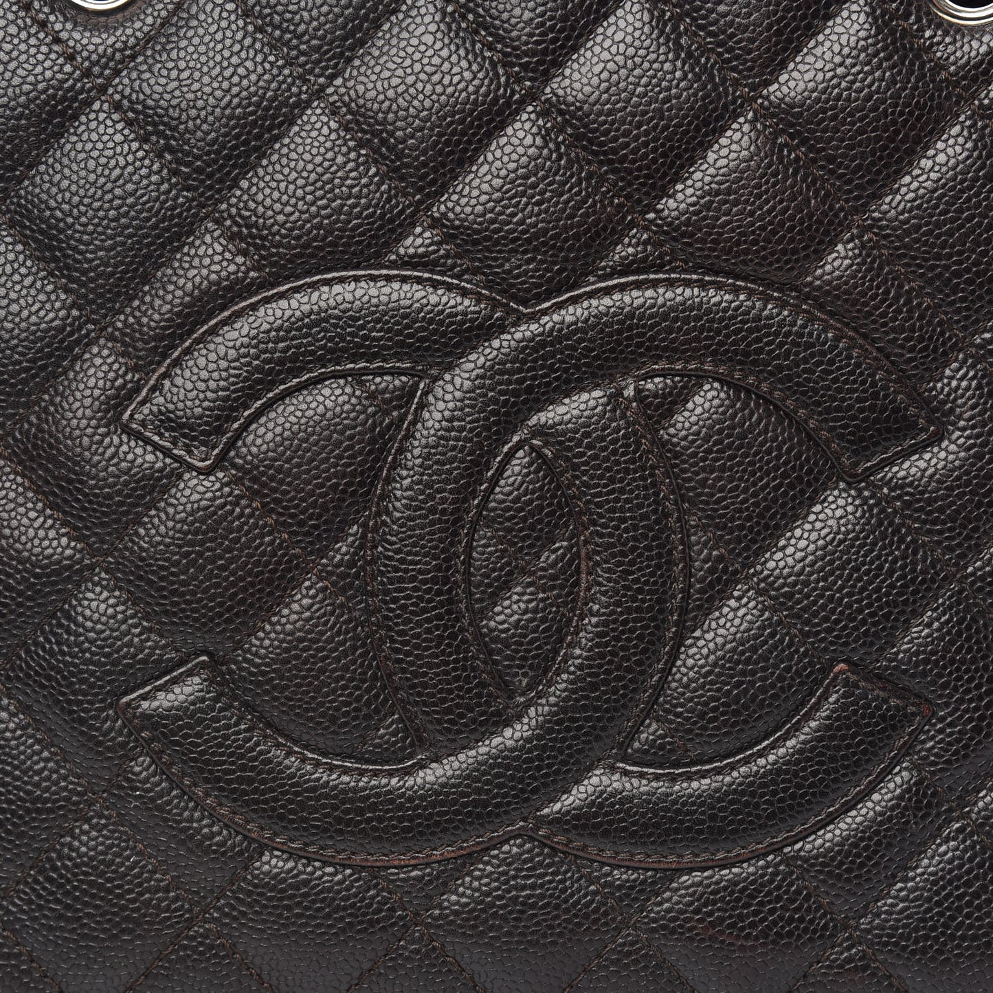 Caviar Quilted Grand Shopping Tote GST Dark Brown