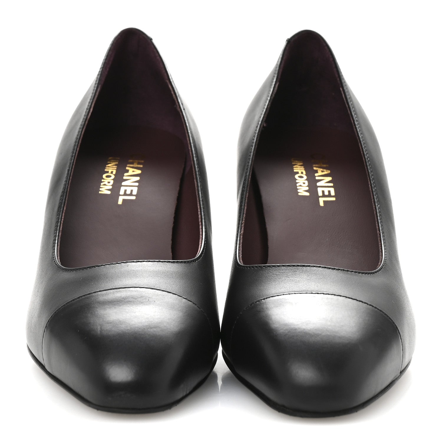 Chanel Lambskin Cap Toe CC Uniform Pumps 37.5 Black 3 of 10