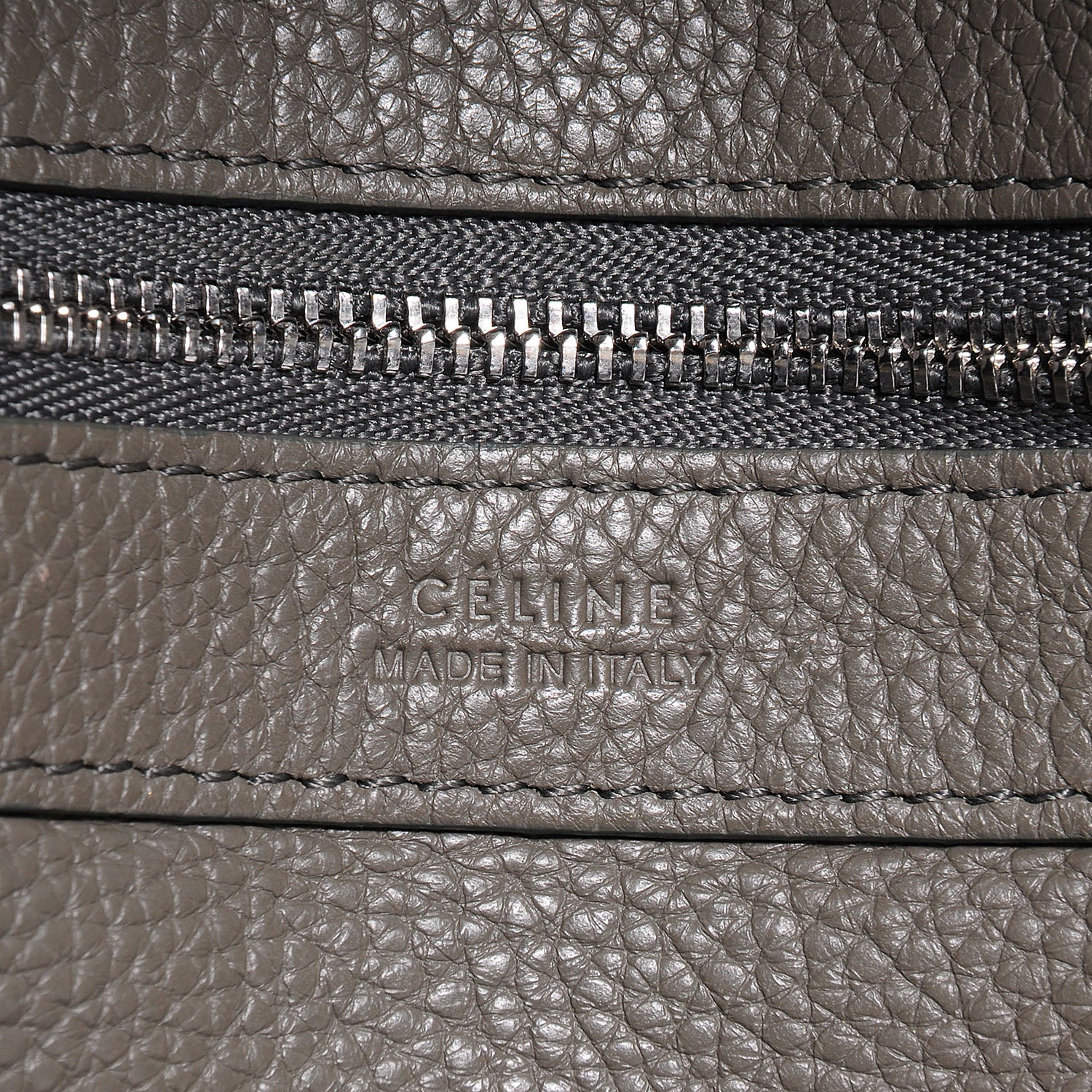 Celine Drummed Calfskin Medium Horizontal Cabas Phantom Grey 6 of 8