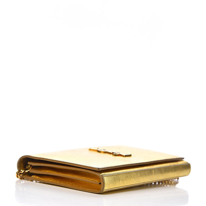 Saint Laurent Metallic Calfskin Monogram Chain Wallet Gold 4 of 22