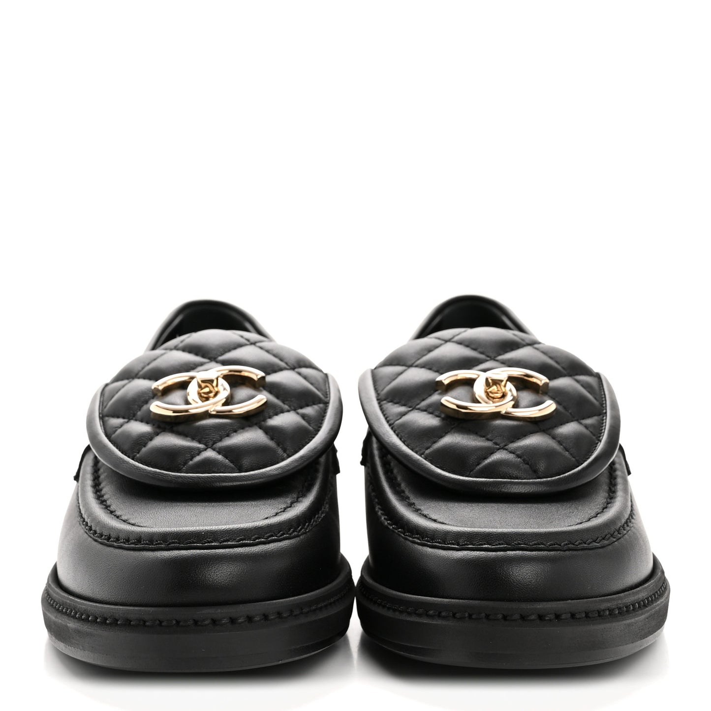Lambskin Quilted CC Turnlock Loafers 37.5 Black