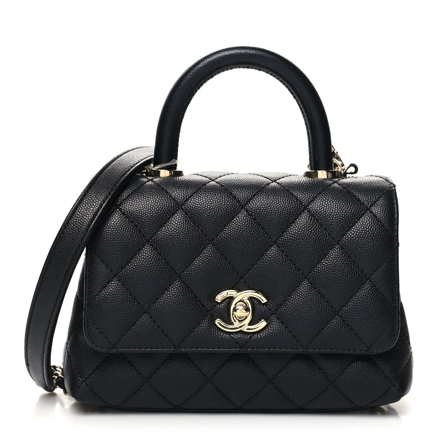Caviar Quilted Extra Mini Coco Handle Flap Black