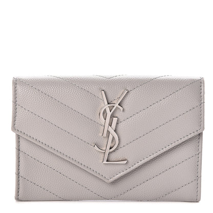 Saint Laurent Grain De Poudre Matelasse Chevron Small Monogram Envelope Wallet Souris 1 of 7