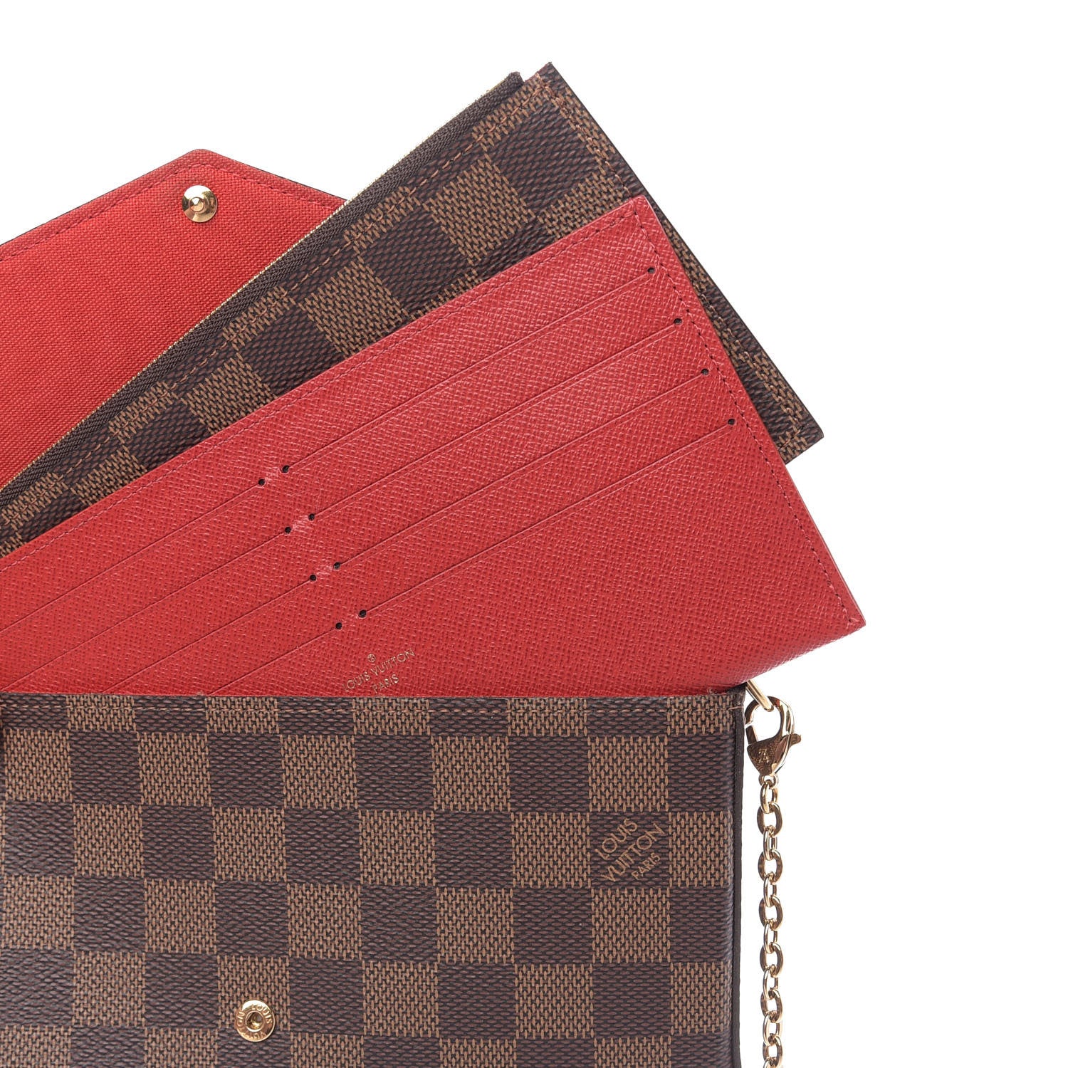Louis Vuitton Damier Ebene Pochette Felicie Chain Wallet 6 of 11