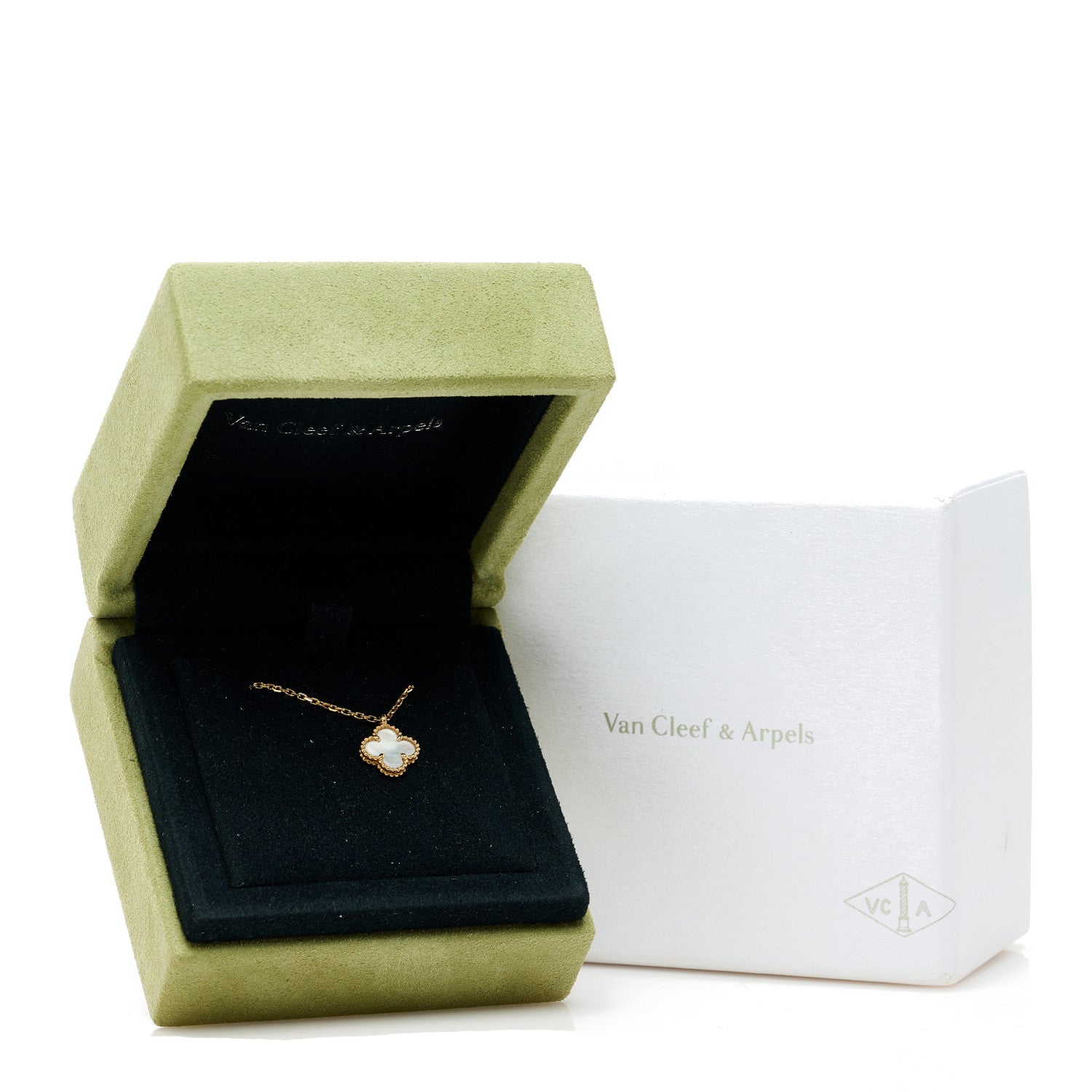 Van Cleef & Arpels 18K Yellow Gold Mother of Pearl Sweet Alhambra Pendant Necklace 5 of 5