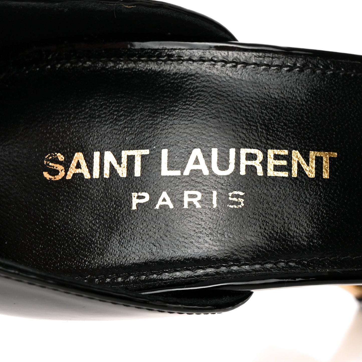 Patent Calfskin Opyum 110 Sandals 38.5 Black Gold