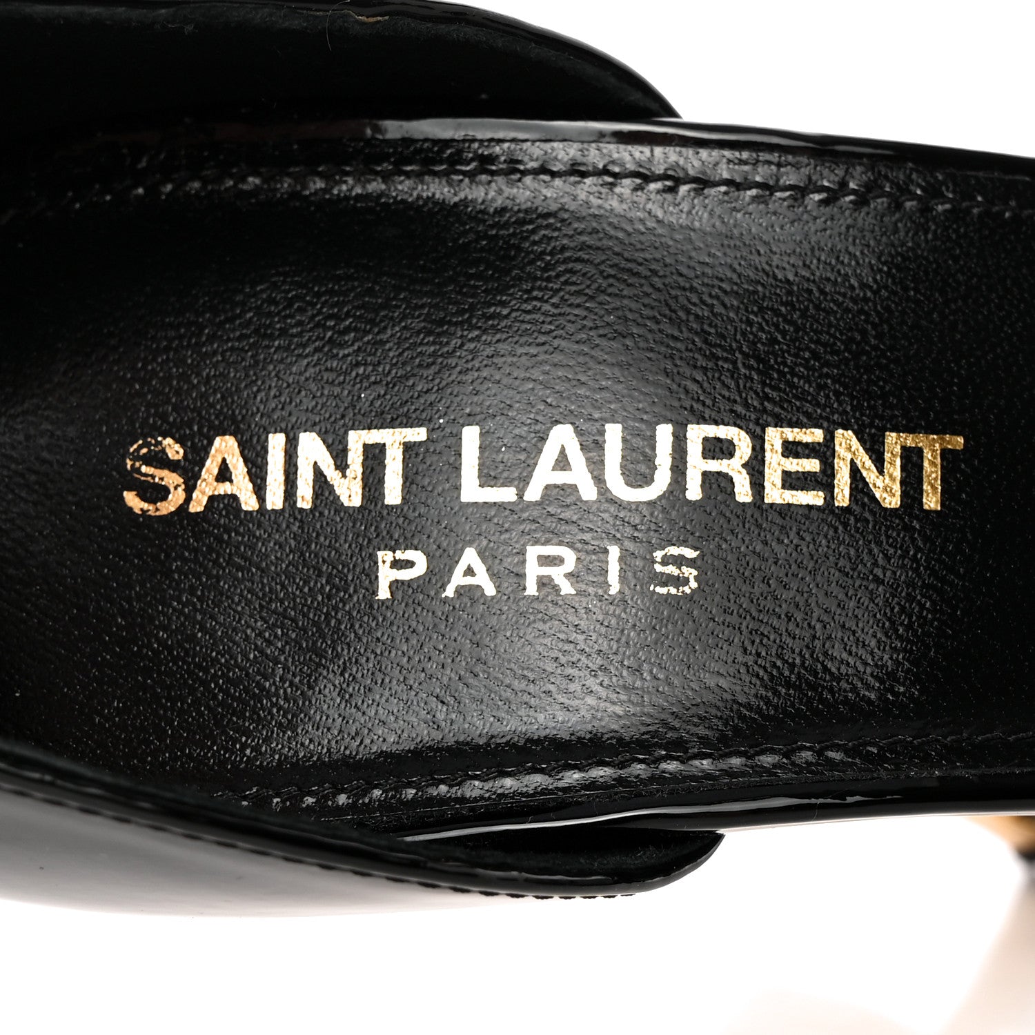 Saint Laurent Patent Calfskin Opyum 110 Sandals 38.5 Black Gold 8 of 17