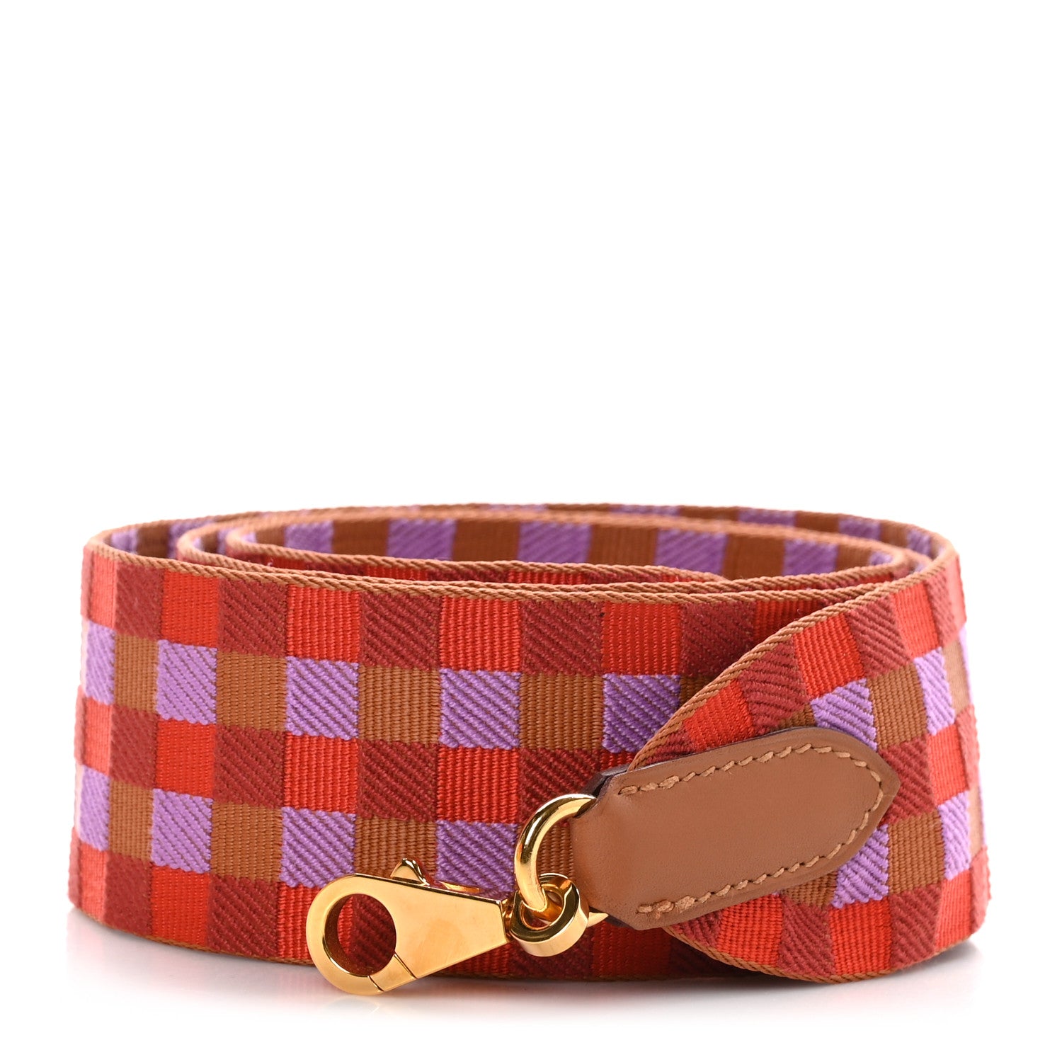 Hermes Toile Swift 50mm Maxi Quadrille Shoulder Strap Capucine Parme Rouge Duchess Gold 1 of 6