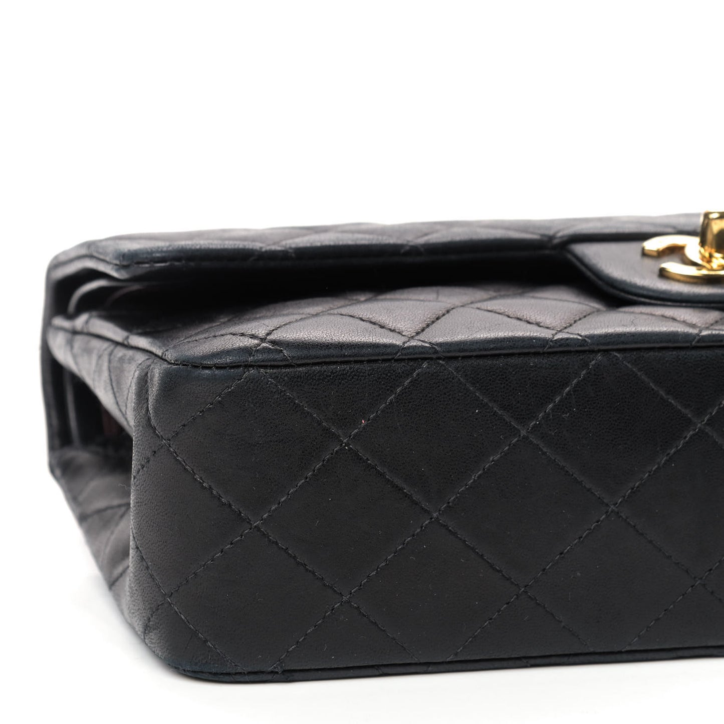 Lambskin Quilted Medium Double Flap Black
