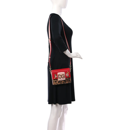 Dolce & Gabbana Dauphine Leopard Print Lizard Crystal Embellished DG Millennials Mini Crossbody Bag Multicolor 2 of 9