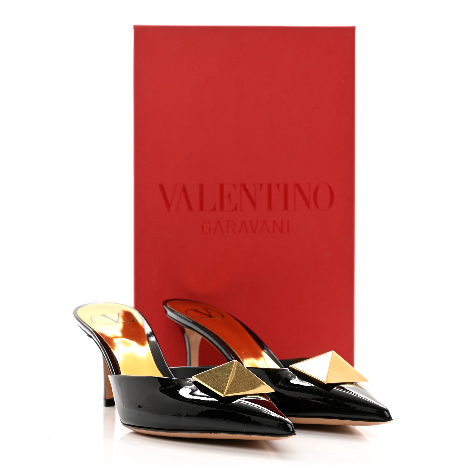 Valentino Garavani Patent One Stud 70mm Mule Pumps 38.5 Black 9 of 9