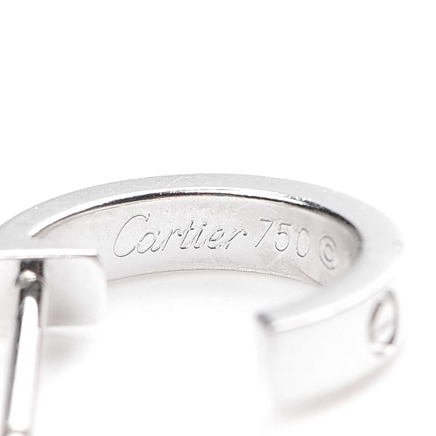 18K White Gold Small LOVE Hoop Earrings