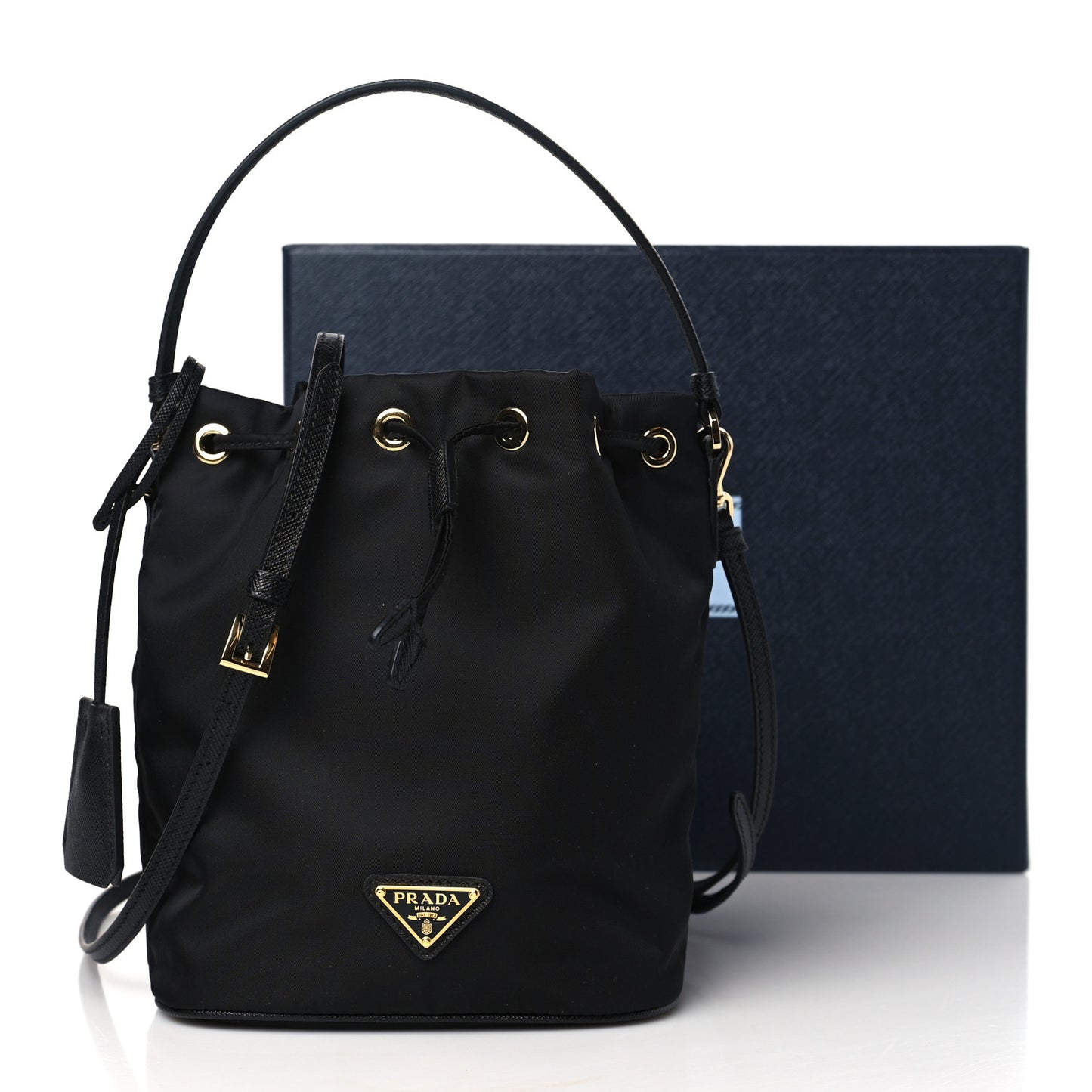 Re-Nylon Saffiano Mini Re-Edition 1978 Bucket Bag Black