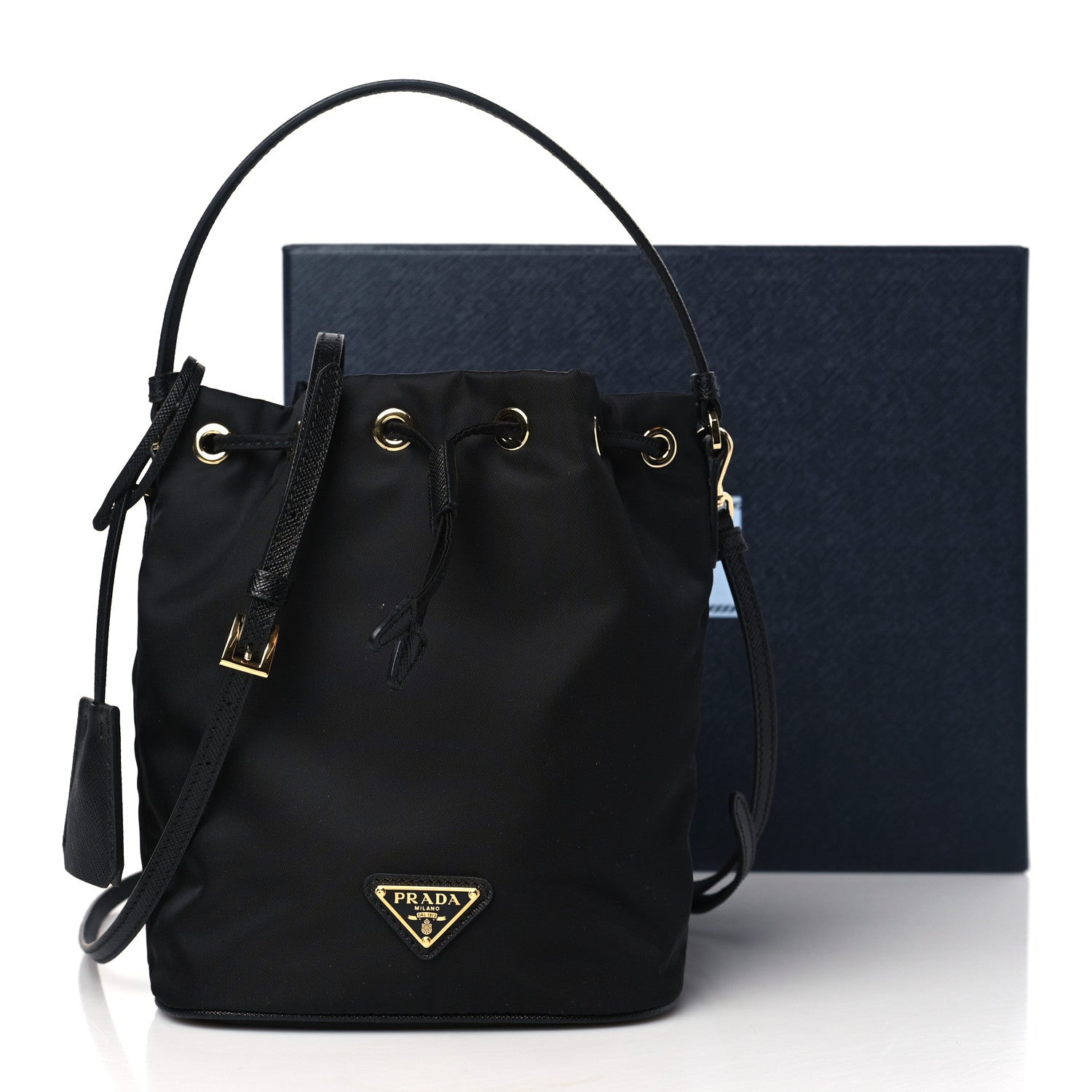 Prada Re-Nylon Saffiano Mini Re-Edition 1978 Bucket Bag Black 11 of 11