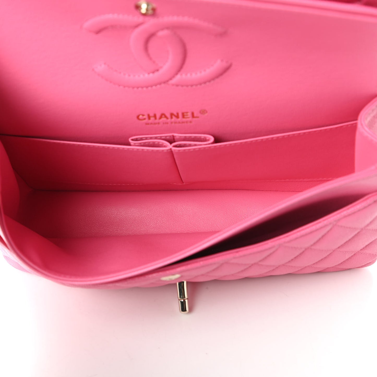 Caviar Quilted Medium Double Flap Pink