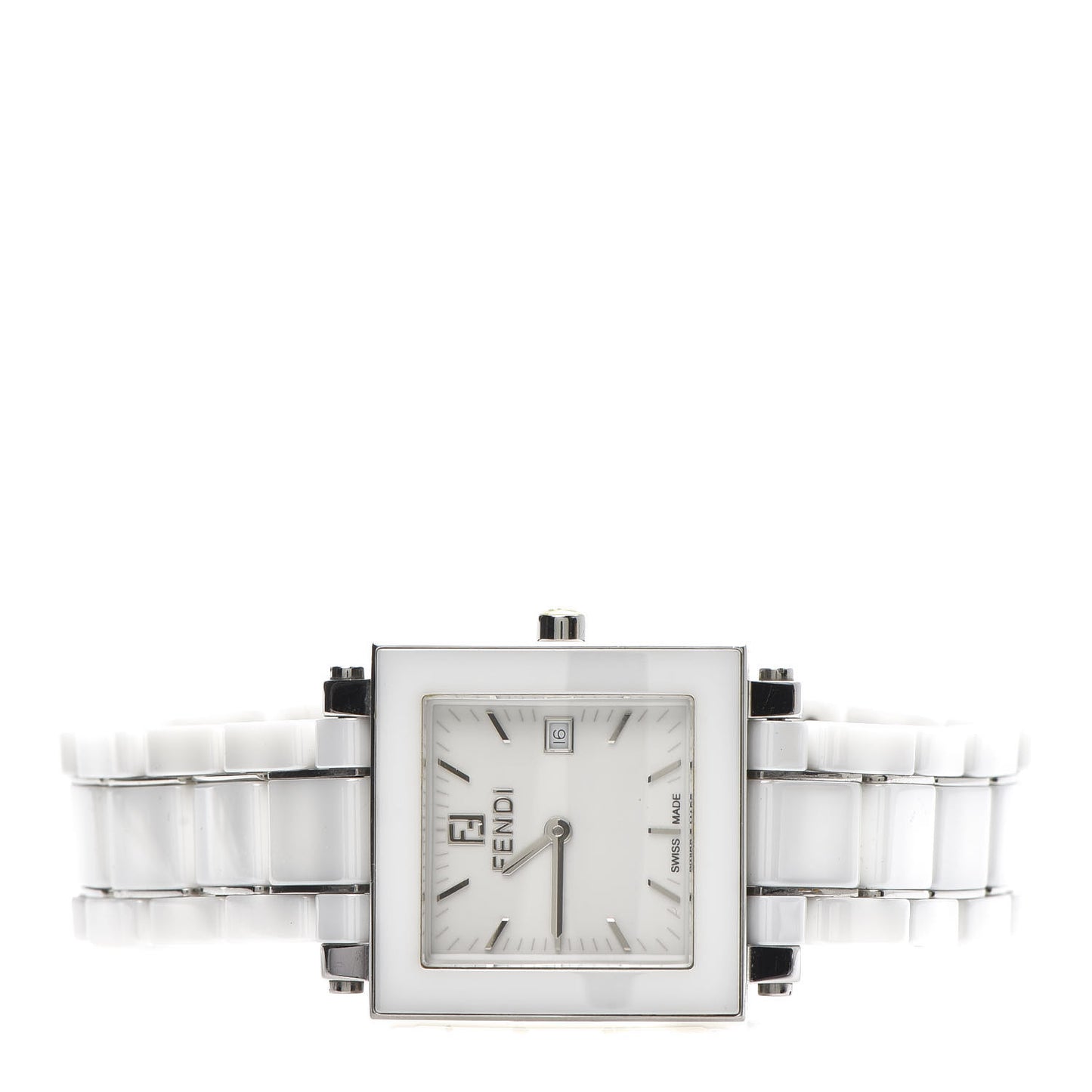 Stainless Steel Ceramic 30mm Quadro Quartz Watch White
