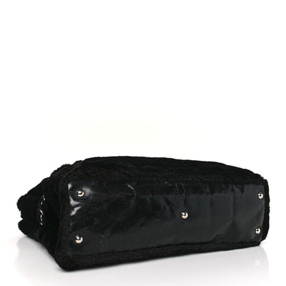 Chanel Fantasy Fur Quilted Camellia Tote Black 5 of 11