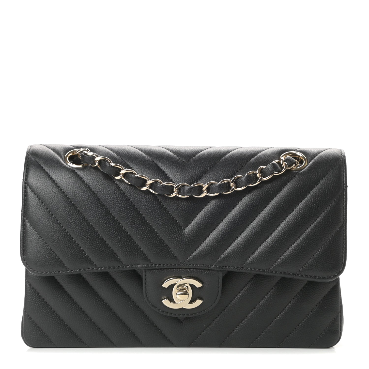 Chanel Caviar Chevron Quilted Small Double Flap Black 1 of 14
