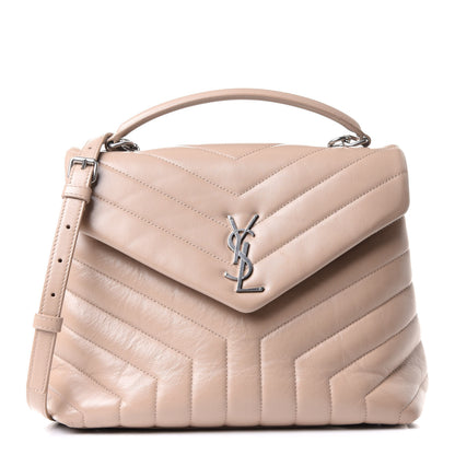 Saint Laurent Calfskin Y Quilted Monogram Medium Loulou Chain Satchel Nude Powder 1 of 11