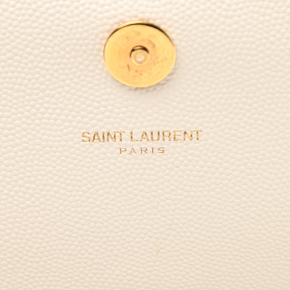 Saint Laurent Grain De Poudre Classic Monogram Cassandre Clutch Dove White 6 of 10