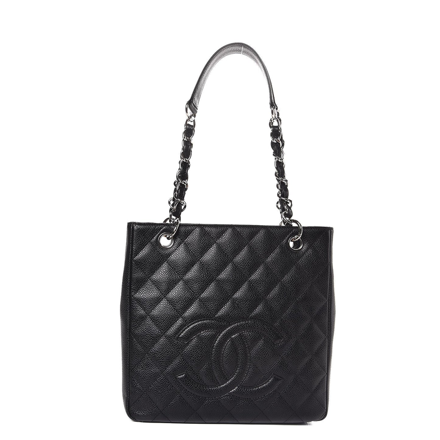 Caviar Quilted Petit Shopping Tote PST Black