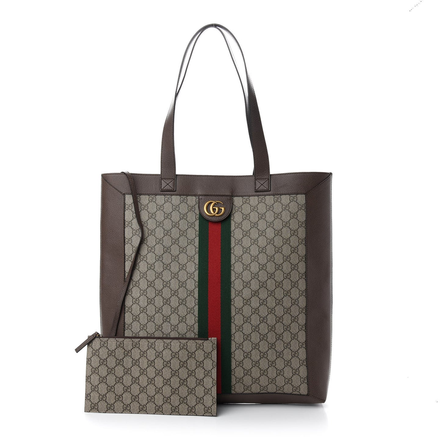 GG Supreme Monogram Web Large Ophidia Vertical Shopping Tote Brown