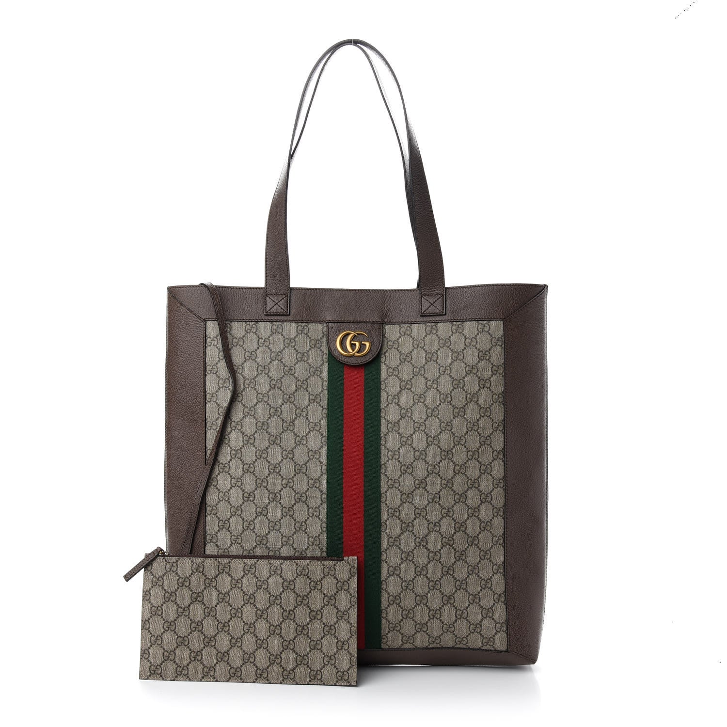 Gucci GG Supreme Monogram Web Large Ophidia Vertical Shopping Tote Brown 1 of 10