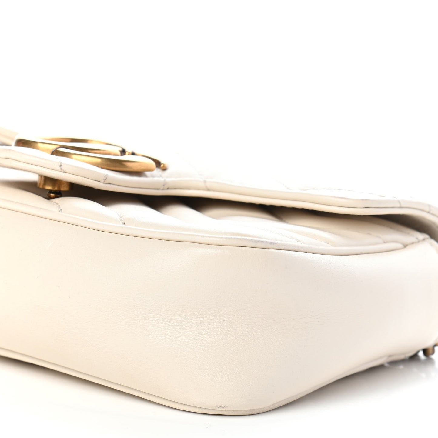 Calfskin Matelasse Super Mini GG Marmont Shoulder Bag White
