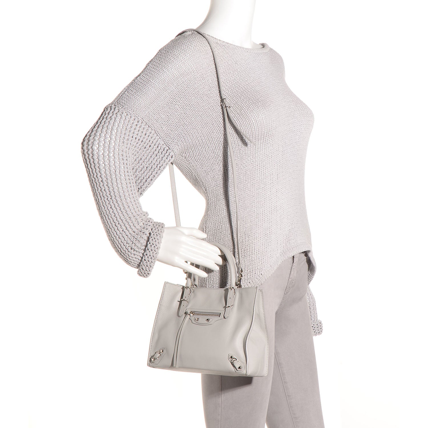 Balenciaga Calfskin Papier Mini A4 Tote Gris Glace 2 of 8