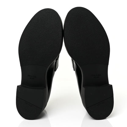 Prada Spazzolato Metal Triangle Logo 50mm Loafers 39 Black 5 of 8