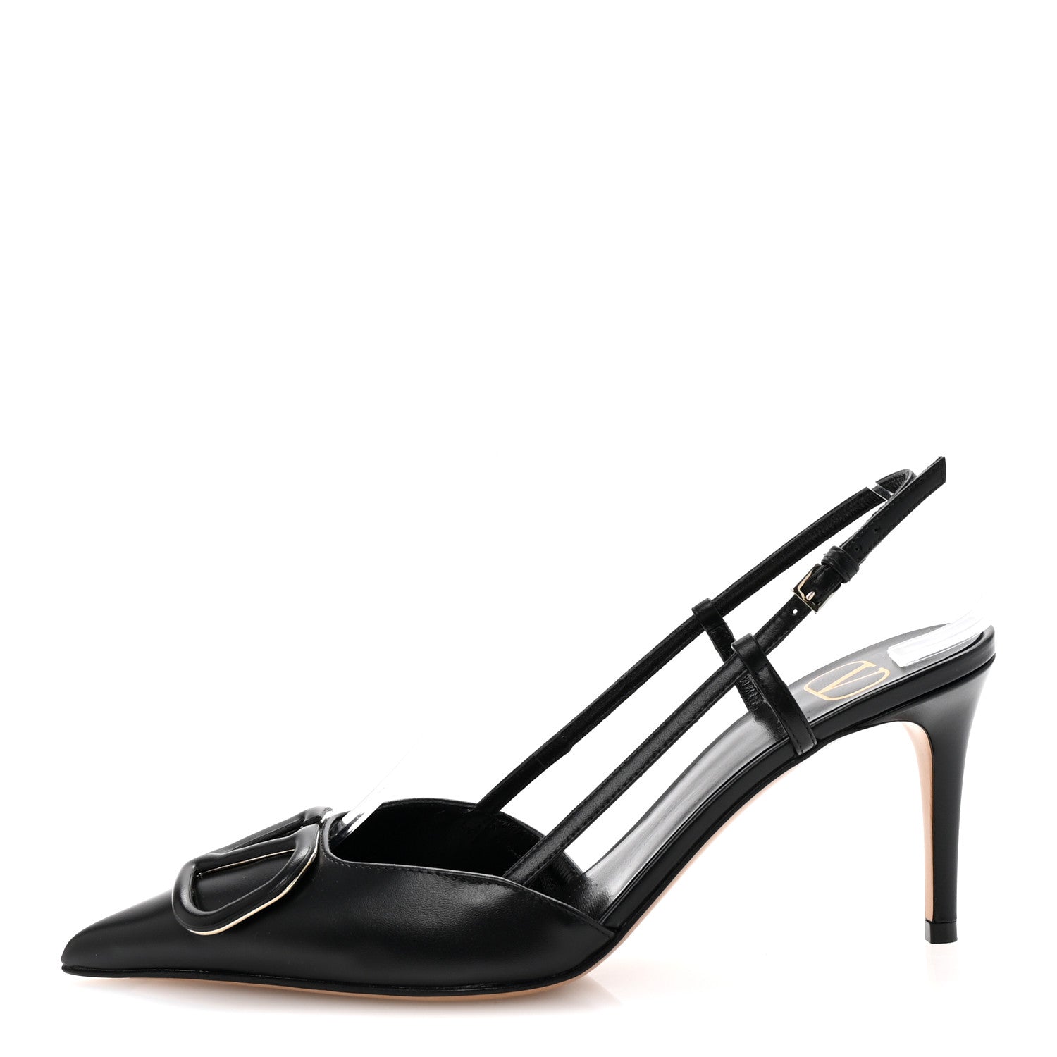 Valentino Garavani Calfskin Tonal Vlogo Slingback 80mm Pumps 37.5 Black 1 of 10