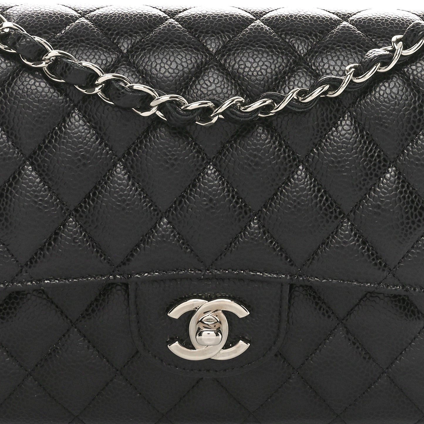 Caviar Quilted Medium Double Flap Black