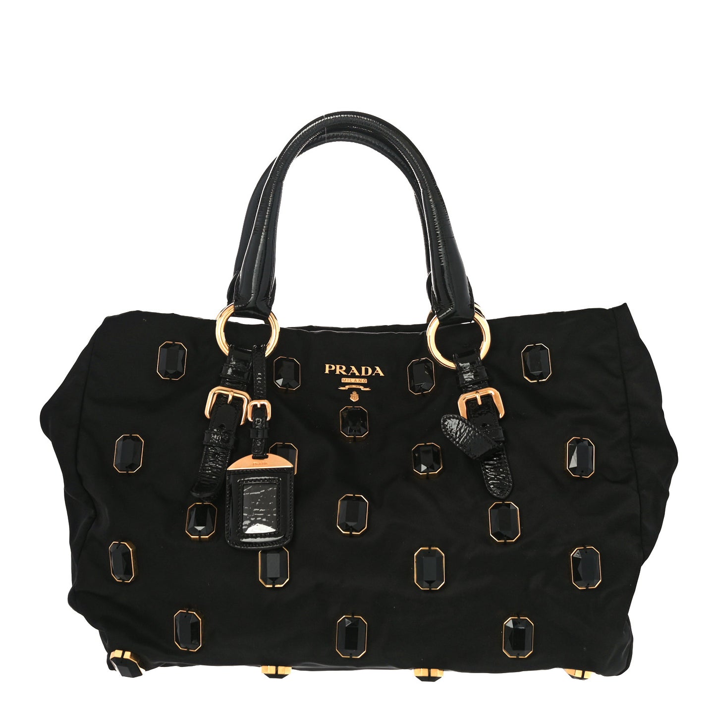 Tessuto Nylon Pietre Jeweled Tote Black