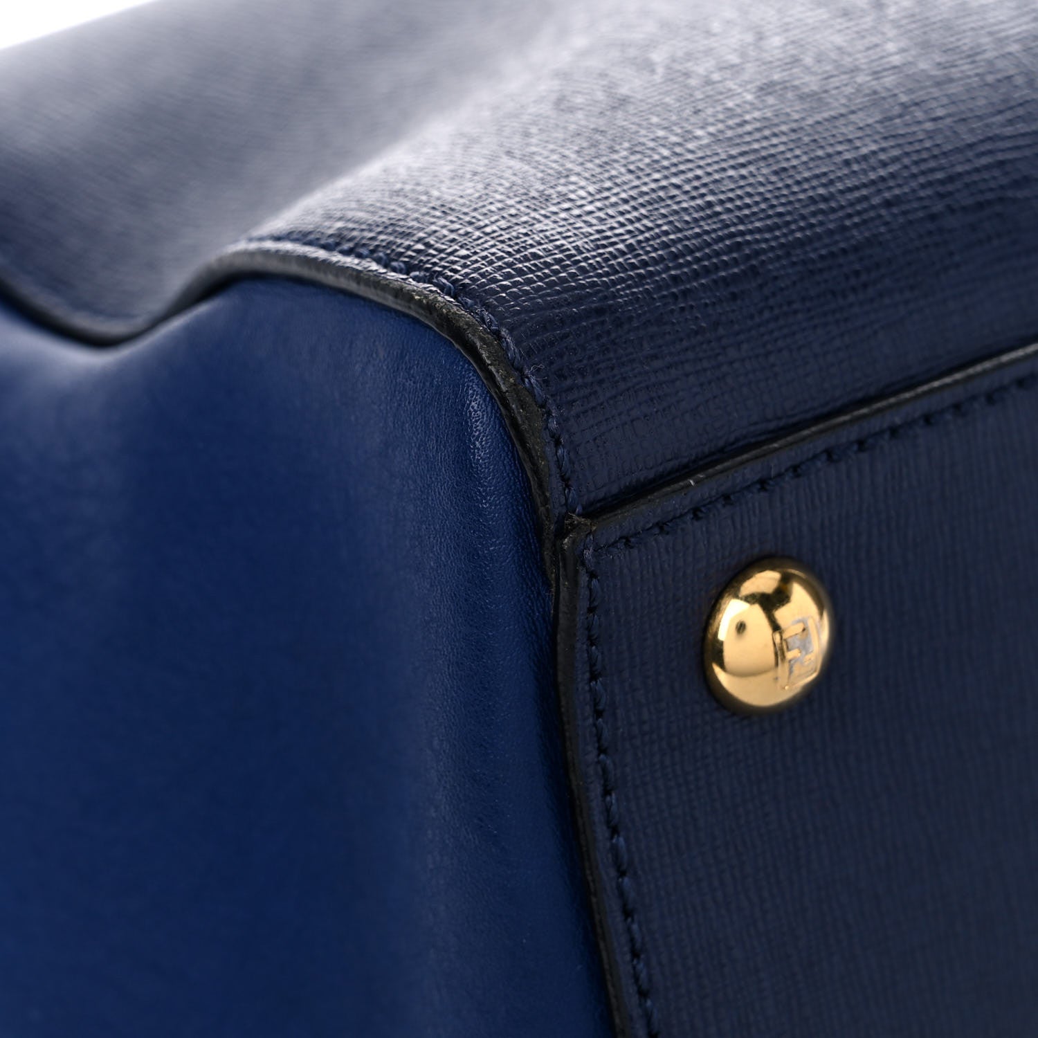 Fendi Vitello Elite Regular 2Jours Tote Blue 8 of 17