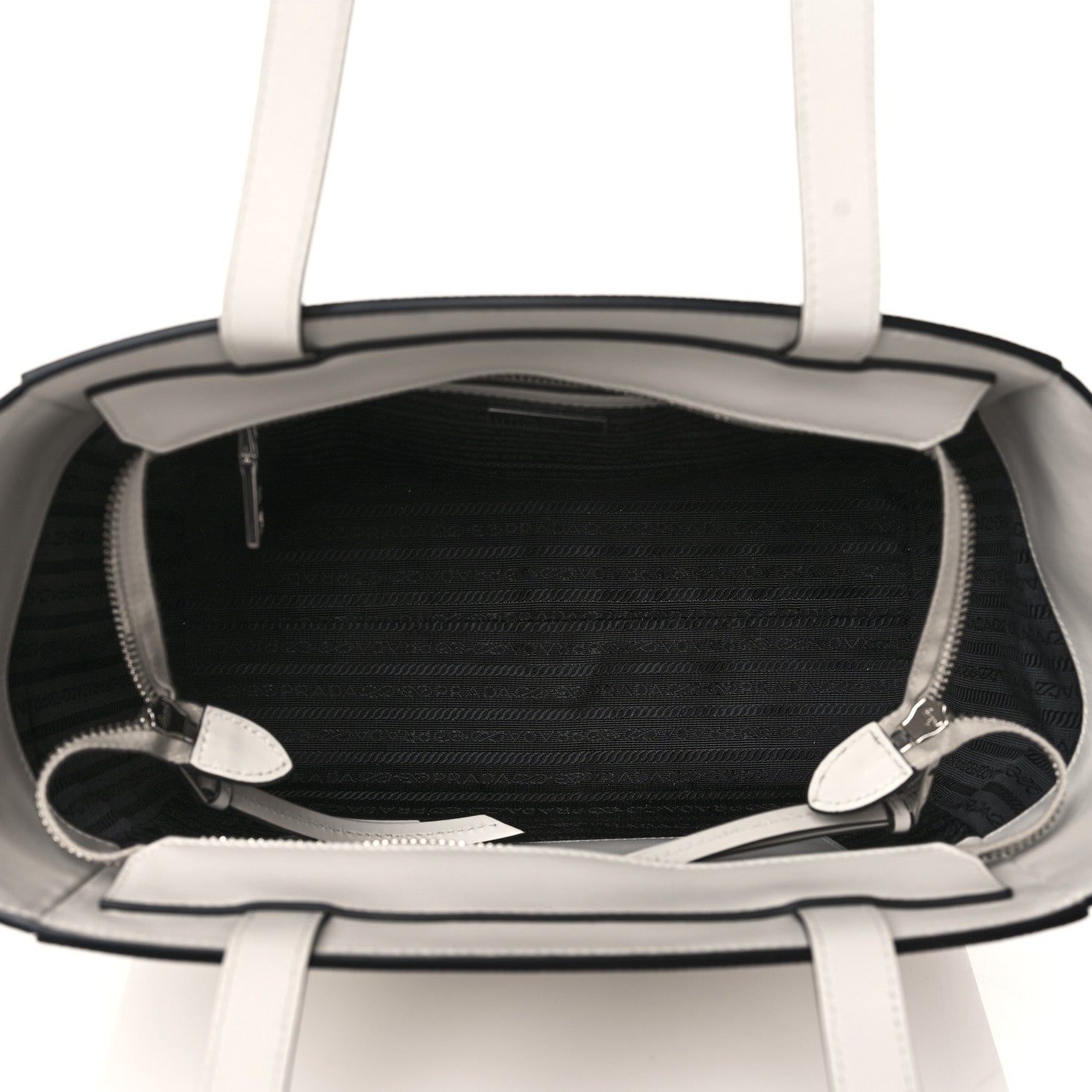 Prada Saffiano Cuir City Calf Monochrome Shopping Tote White 4 of 8