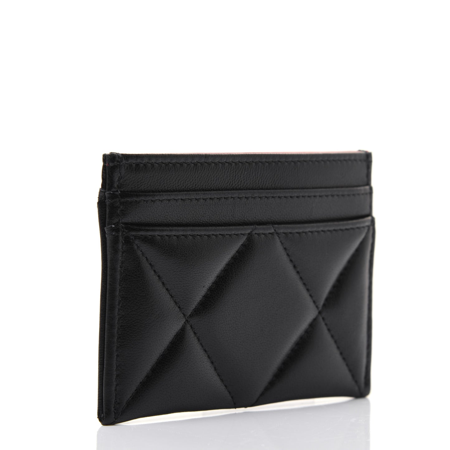 Lambskin Quilted Chanel 19 Card Holder Black