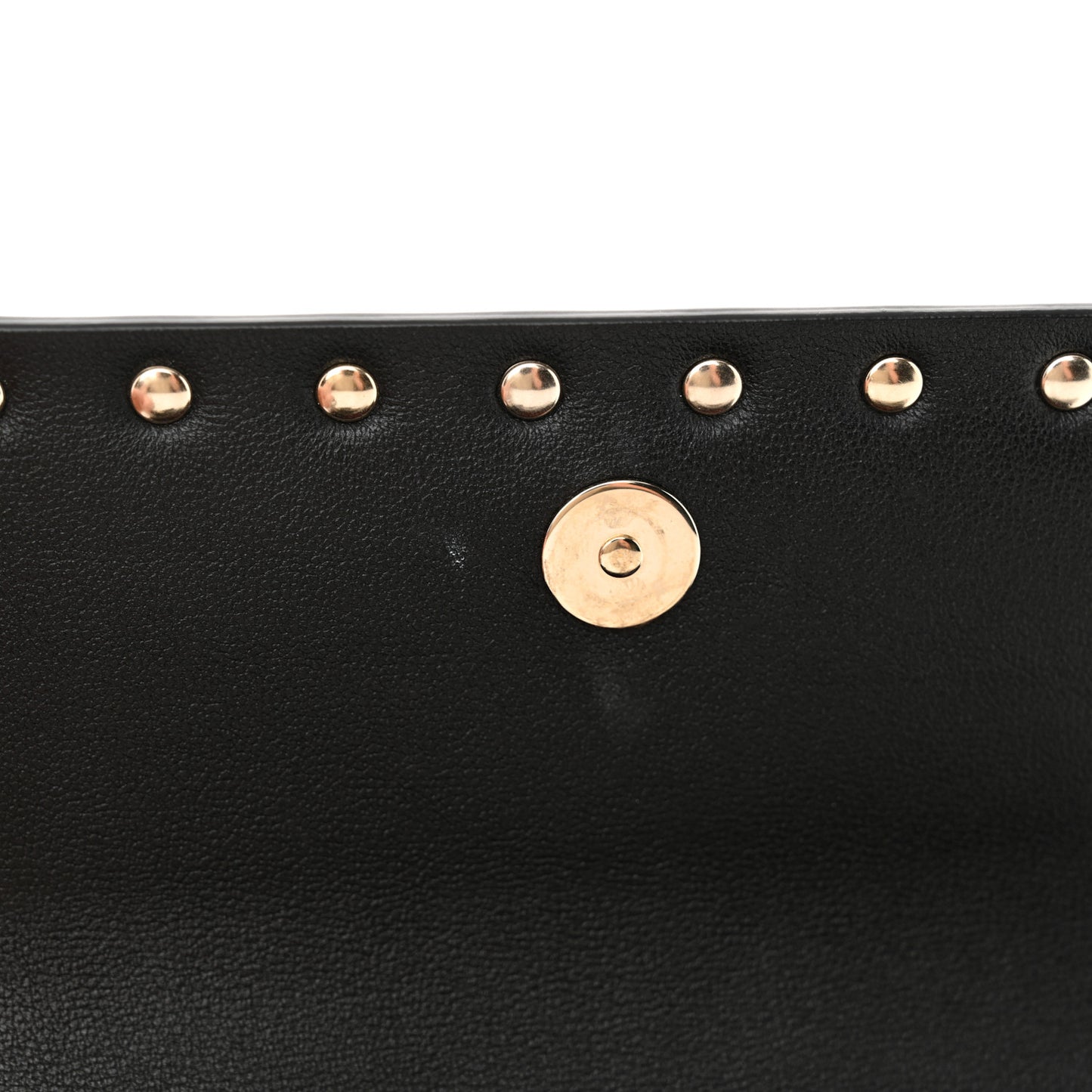 Calfskin Rockstud Flap Wallet On Strap Black