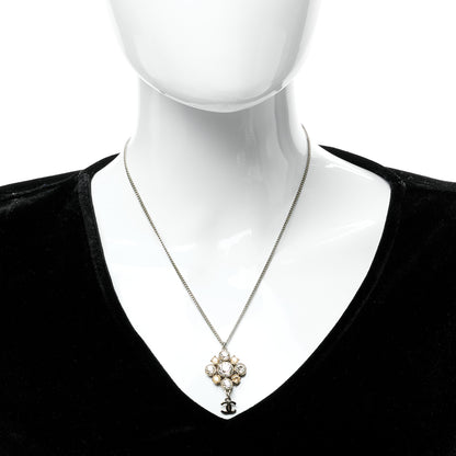 Chanel Crystal CC Drop Pendant Necklace Silver 3 of 6