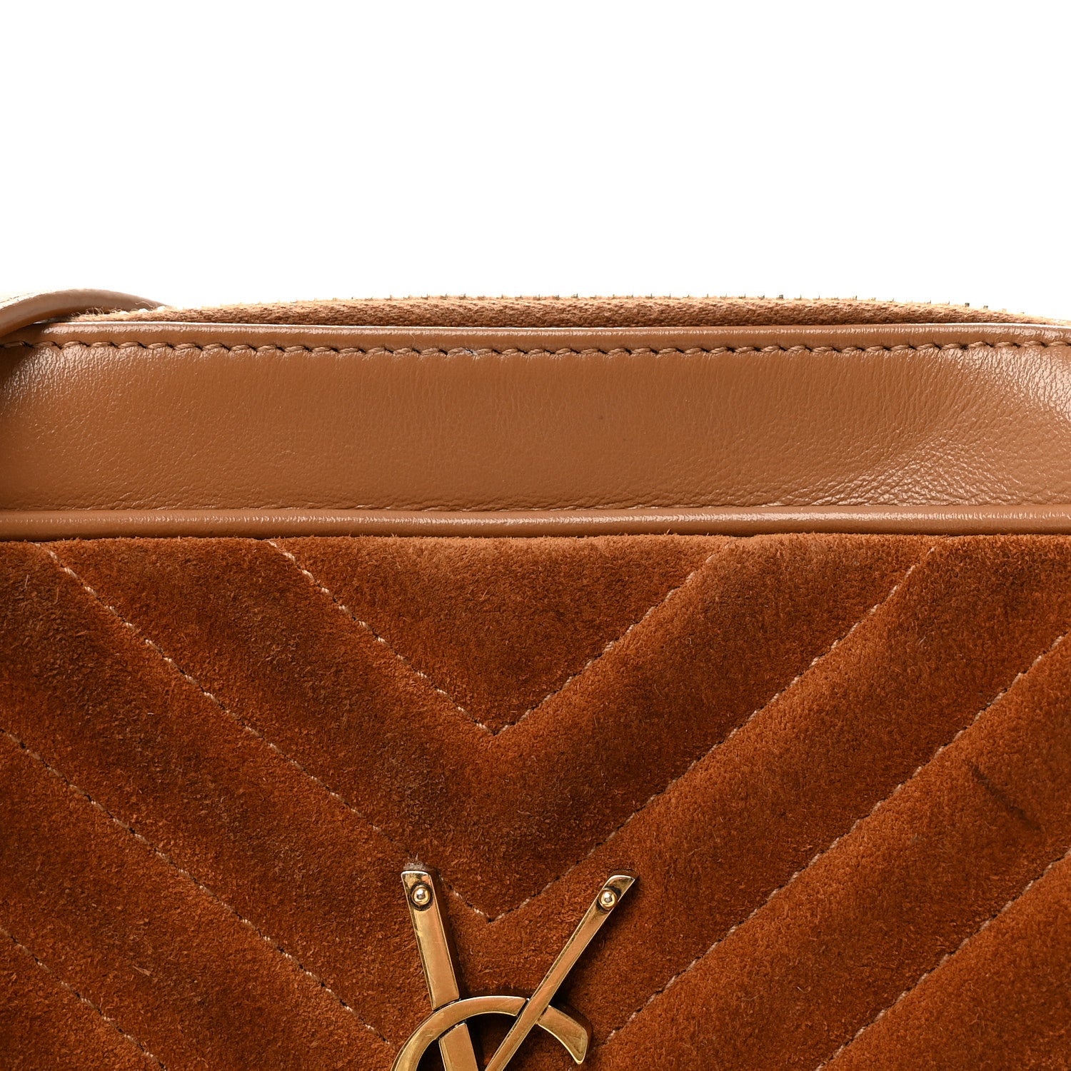 Saint Laurent Suede Matelasse Monogram Lou Camera Bag Cinnamon 7 of 9