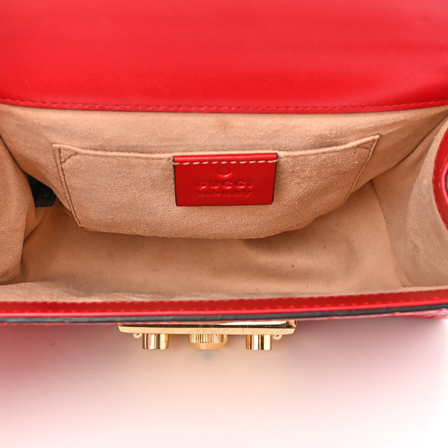 Gucci Guccissima Small Padlock Shoulder Bag Hibiscus Red 5 of 12