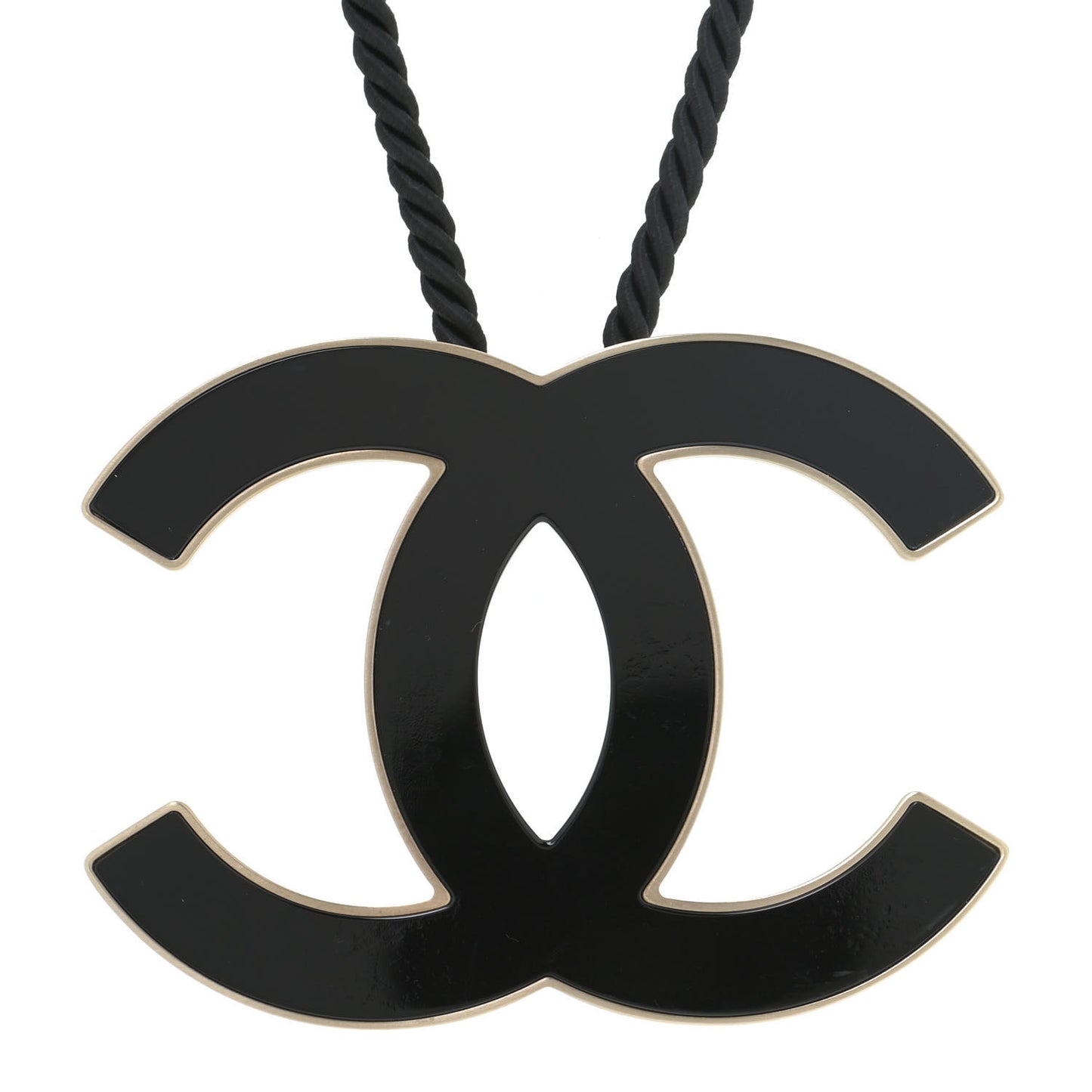 Enamel CC Rope Necklace Black